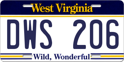 WV license plate DWS206