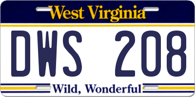 WV license plate DWS208