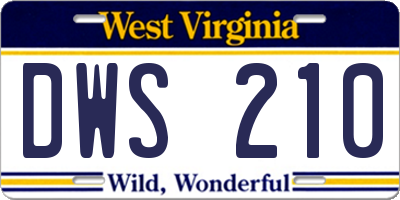 WV license plate DWS210