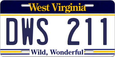 WV license plate DWS211