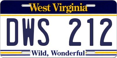 WV license plate DWS212