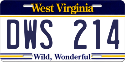 WV license plate DWS214