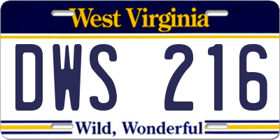 WV license plate DWS216