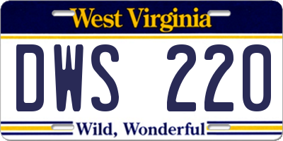 WV license plate DWS220