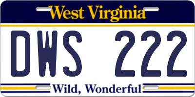 WV license plate DWS222