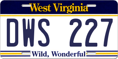 WV license plate DWS227