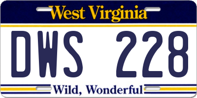 WV license plate DWS228