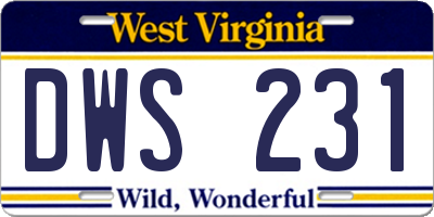 WV license plate DWS231