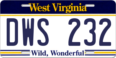 WV license plate DWS232