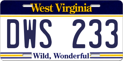 WV license plate DWS233