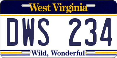 WV license plate DWS234