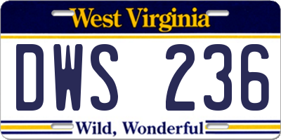 WV license plate DWS236