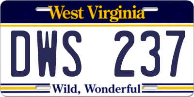 WV license plate DWS237