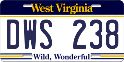 WV license plate DWS238