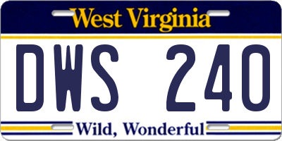 WV license plate DWS240