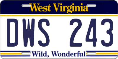 WV license plate DWS243