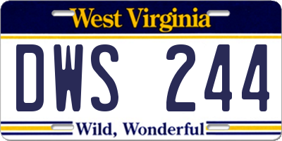 WV license plate DWS244
