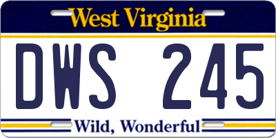 WV license plate DWS245