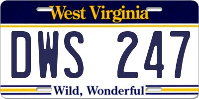 WV license plate DWS247