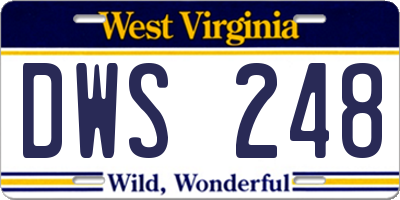 WV license plate DWS248