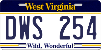 WV license plate DWS254