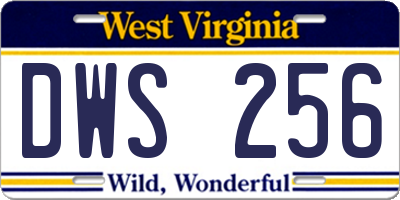 WV license plate DWS256
