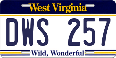 WV license plate DWS257