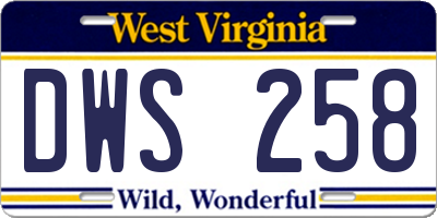 WV license plate DWS258