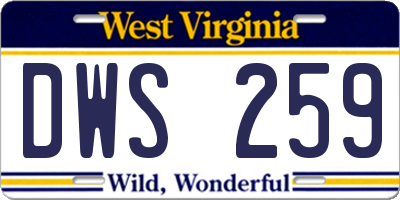 WV license plate DWS259