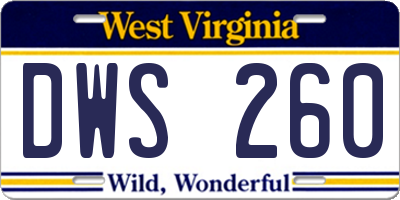 WV license plate DWS260