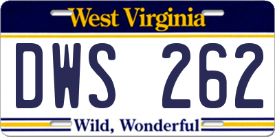 WV license plate DWS262