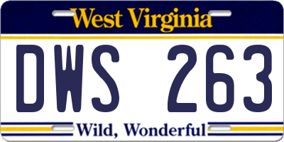 WV license plate DWS263