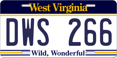 WV license plate DWS266
