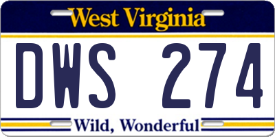 WV license plate DWS274