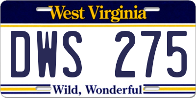 WV license plate DWS275