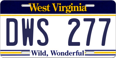 WV license plate DWS277