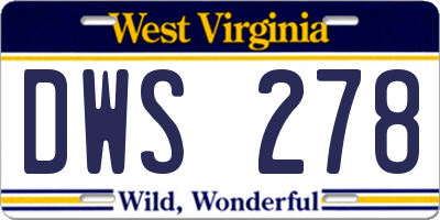 WV license plate DWS278