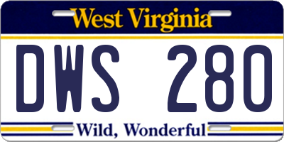 WV license plate DWS280