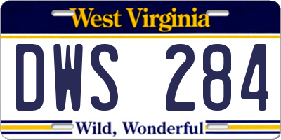 WV license plate DWS284