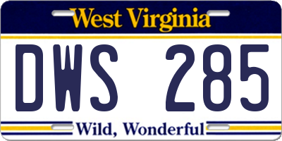 WV license plate DWS285