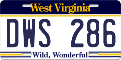 WV license plate DWS286