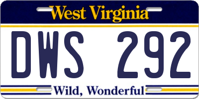 WV license plate DWS292