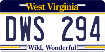 WV license plate DWS294