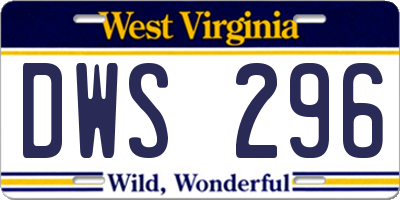 WV license plate DWS296