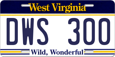 WV license plate DWS300