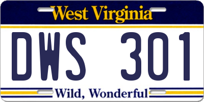 WV license plate DWS301