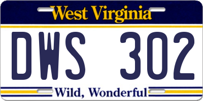 WV license plate DWS302