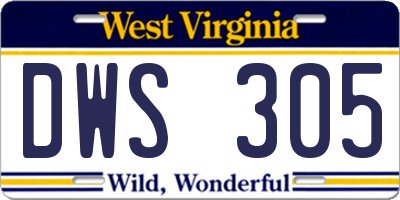 WV license plate DWS305