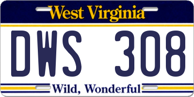 WV license plate DWS308