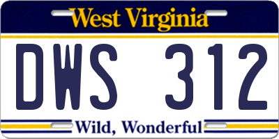 WV license plate DWS312